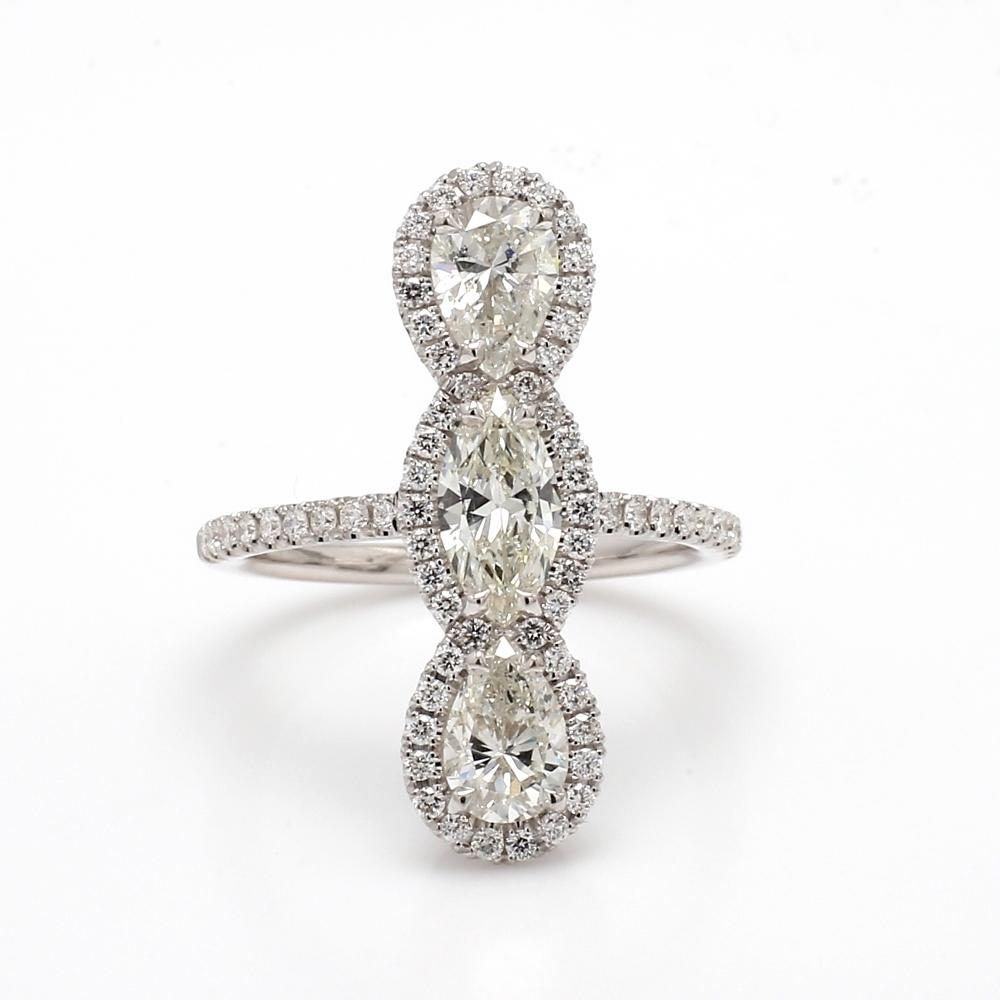 Donna Anello in oro 14K con diamanti a taglio misto in vendita