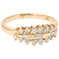 Mixed Cut Diamond Anniversary Band Ring Vintage 14 Karat Gold Estate Jewelry 7.5