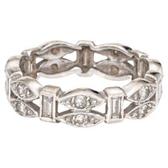 Mixed Cut Diamond Band Sz 5.5 Ring Vintage 14k White Gold Estate Fine Jewelry