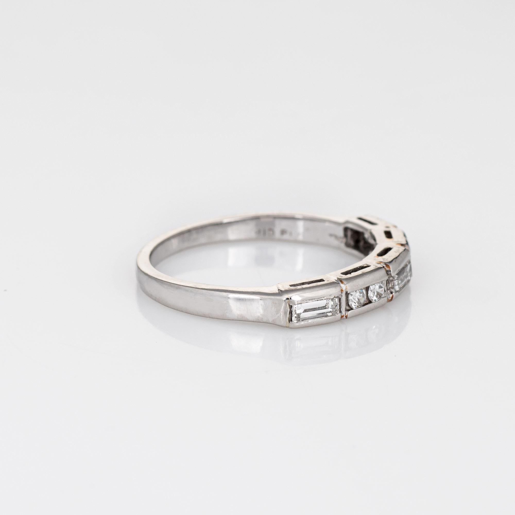 Modern Mixed Cut Diamond Band Vintage Platinum Wedding Ring Estate Jewelry