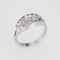 Mixed Cut Diamond Band Vintage 14k White Gold Ring Estate Fine Jewelry
