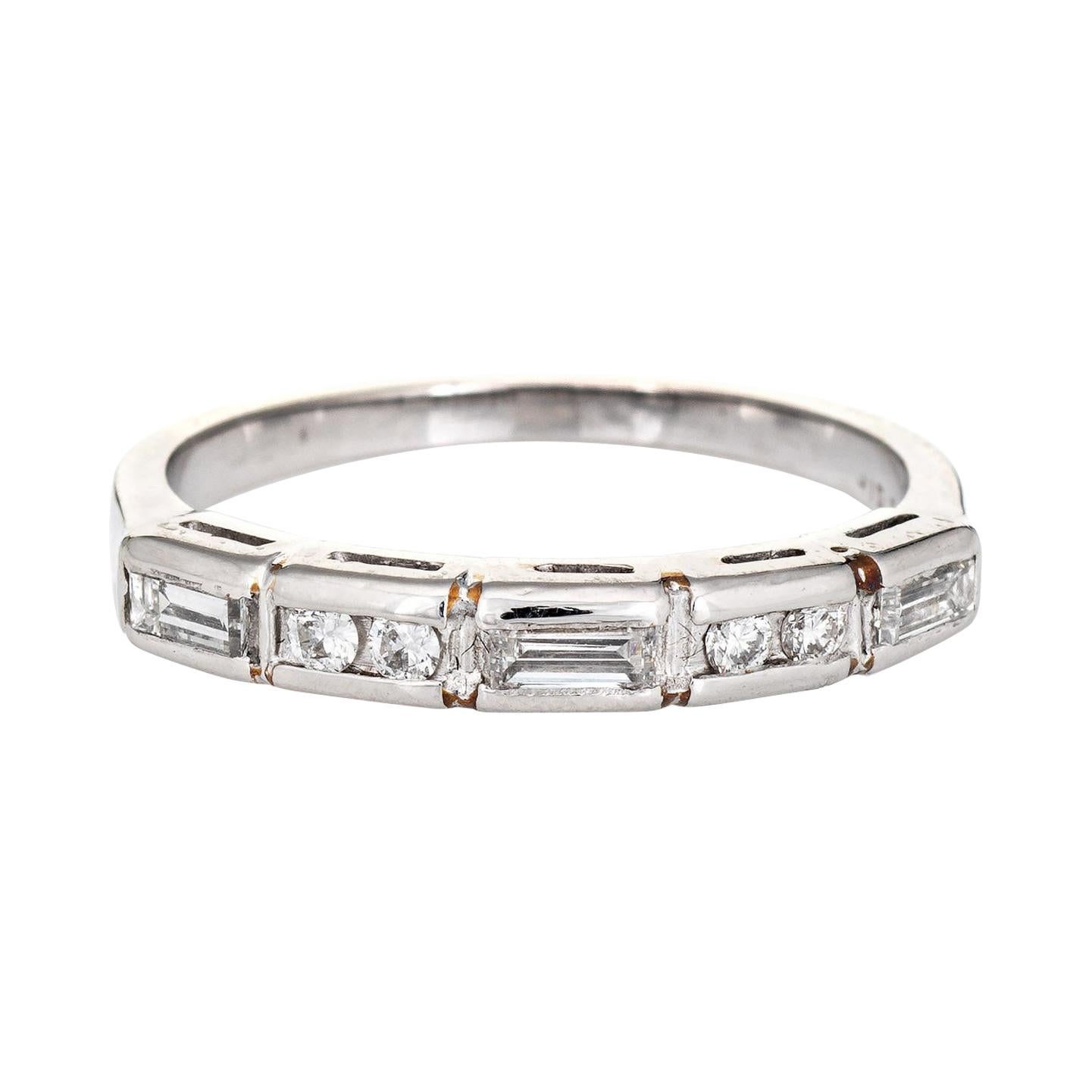 Mixed Cut Diamond Band Vintage Platinum Wedding Ring Estate Jewelry