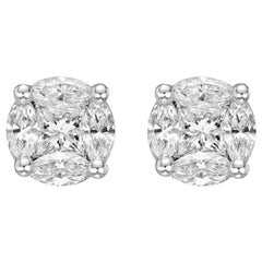 Mixed-Cut Diamond Cluster Earstuds '0.68 Carat'