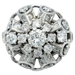 Mixed Cut Diamond Clustered Dome Ring in Polished 14 Karat White Gold