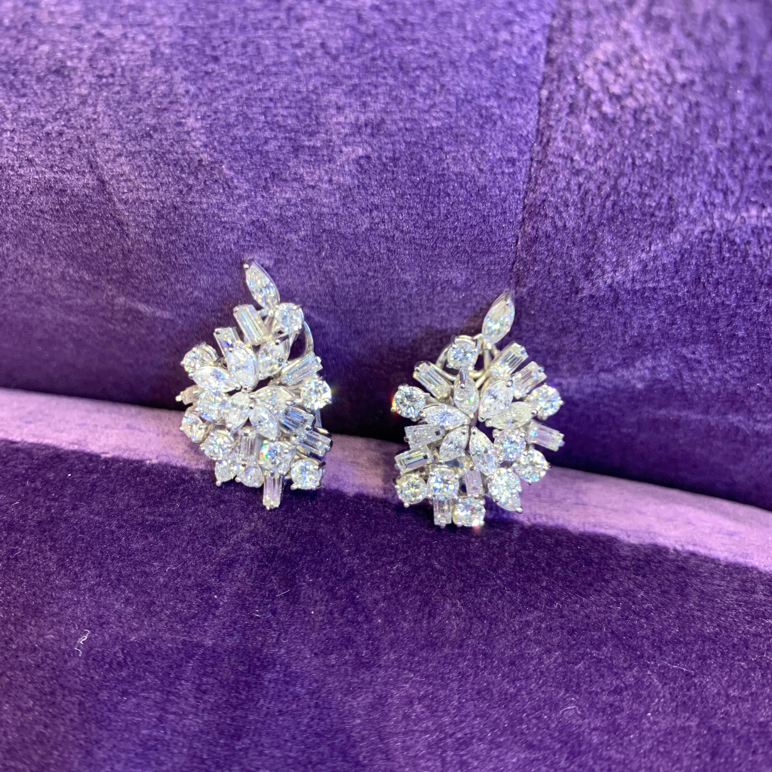 Mixed Cut Diamond Earrings In Excellent Condition For Sale In New York, NY