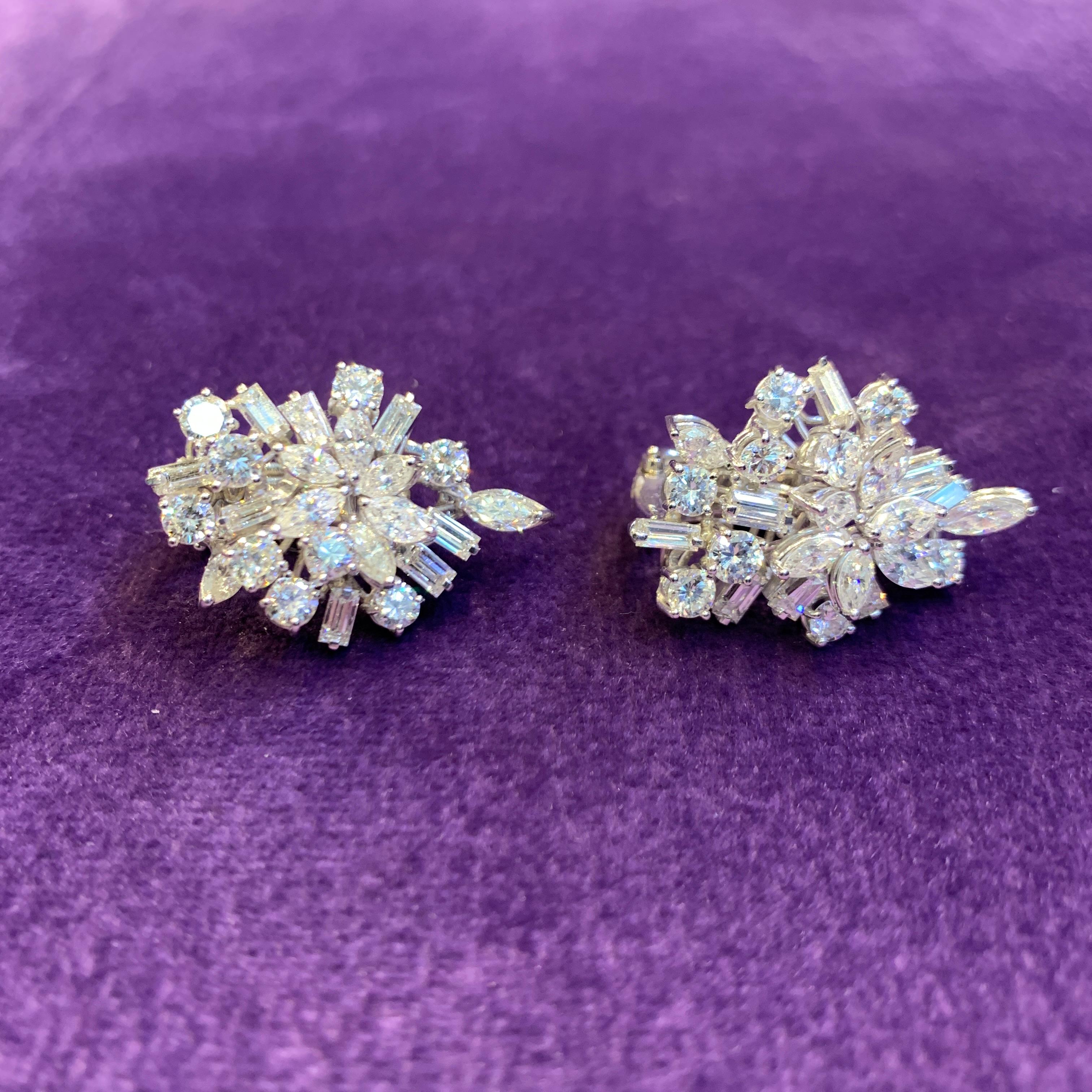 Mixed Cut Diamond Earrings For Sale 1