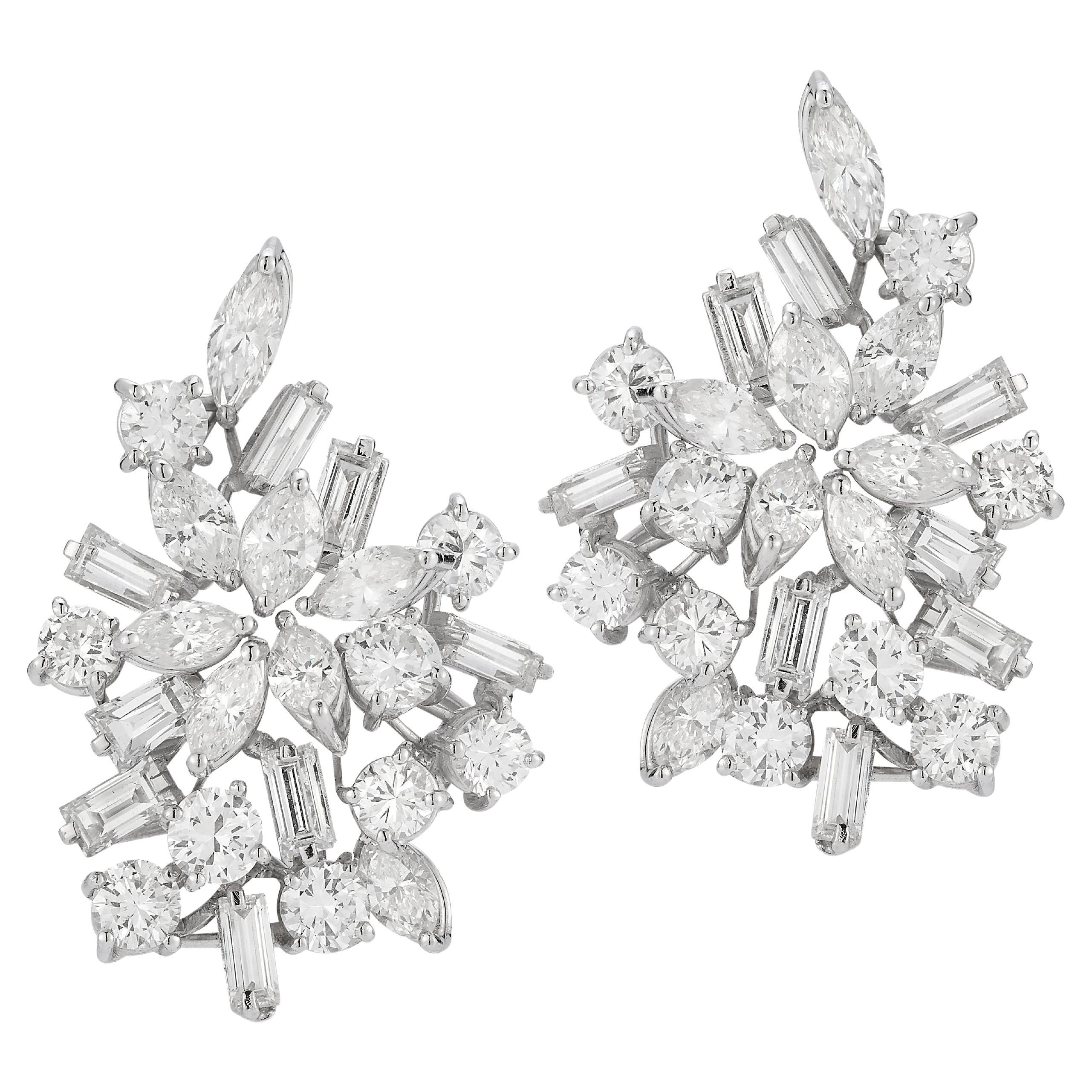 Diamant-Ohrringe mit gemischtem Schliff im Angebot