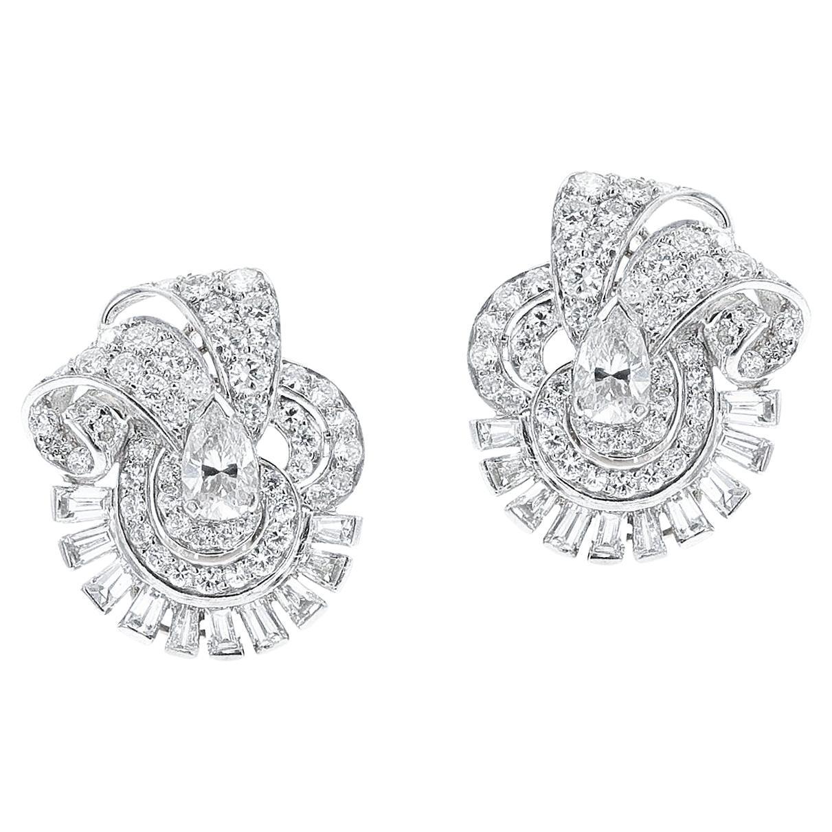 Mixed-Cut Diamond Earrings, Platinum