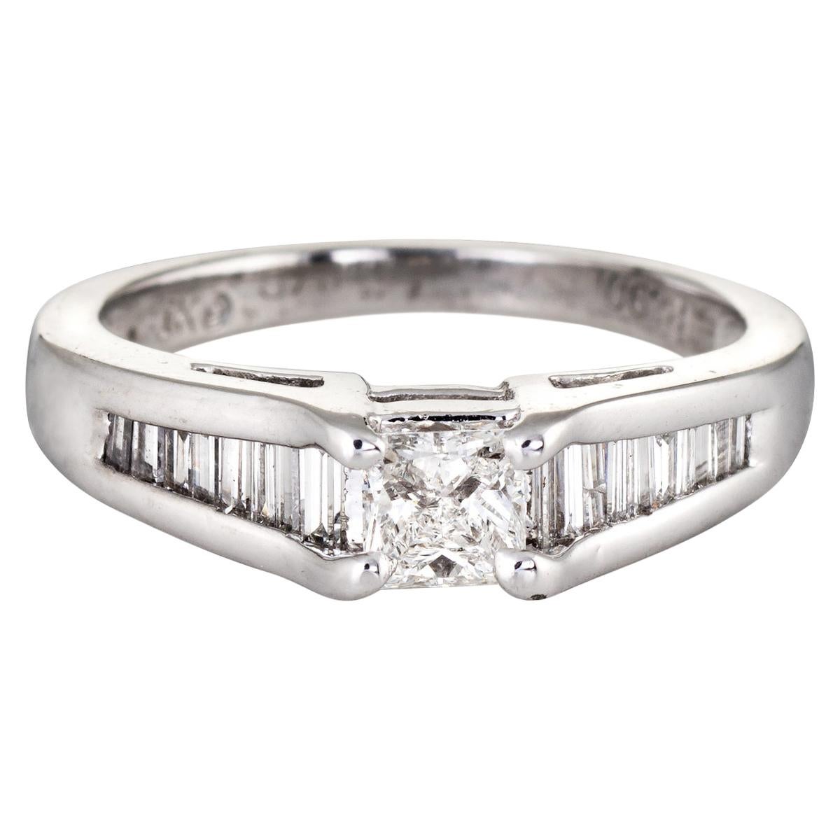 Mixed Cut Diamond Engagement Ring Platinum Vintage Bridal Jewelry Estate