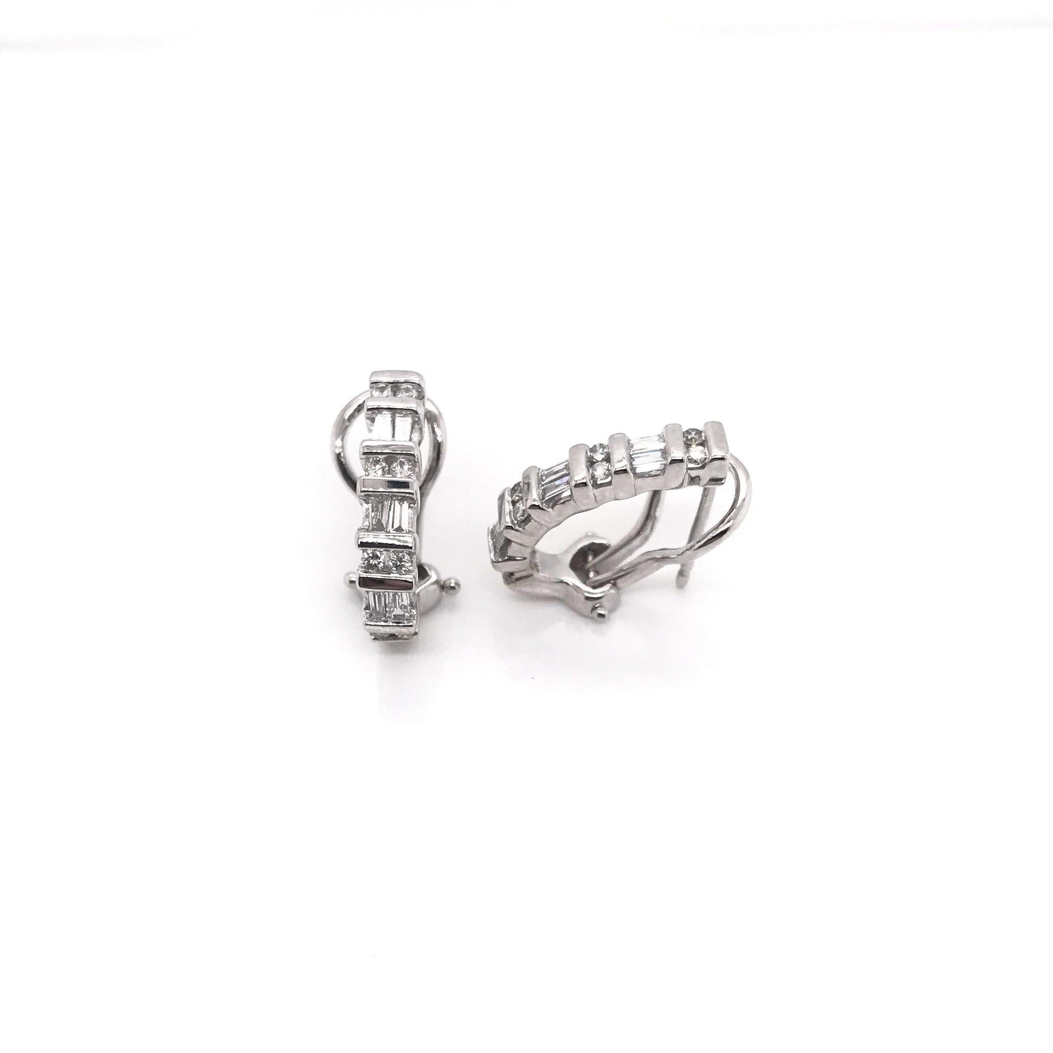 Retro Mixed Cut Diamond Half Hoop Style Earrings