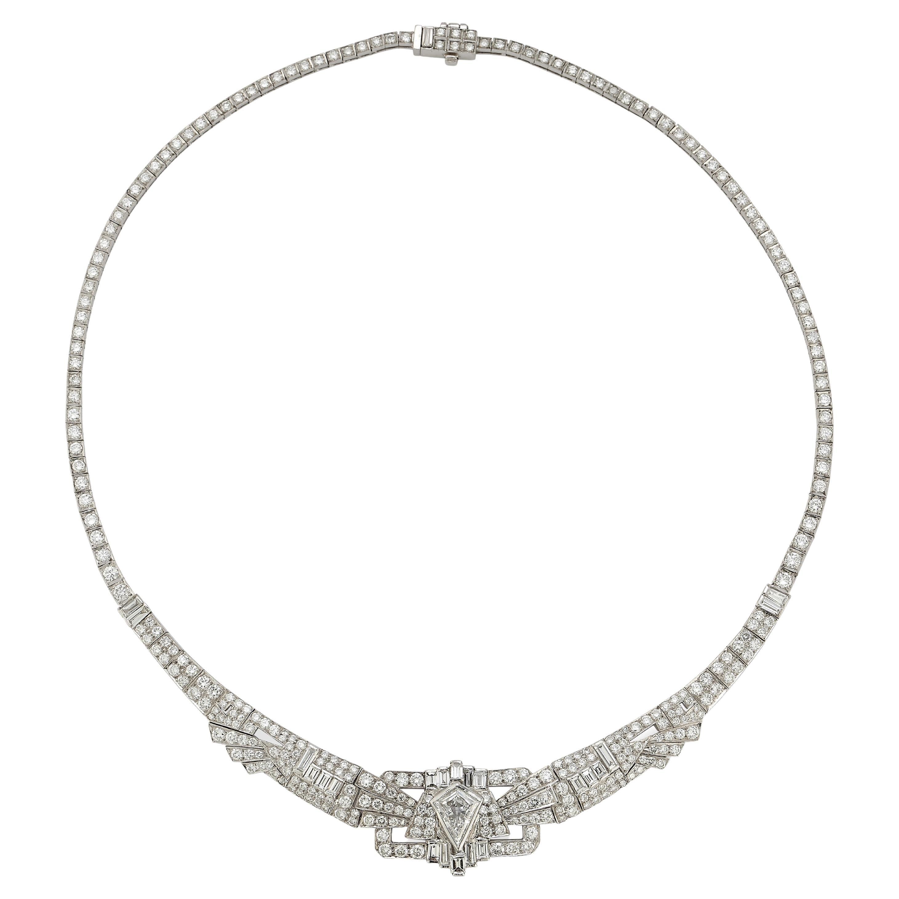 Mixed Cut Diamond Necklace For Sale