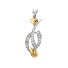 Mixed Cut Diamond Pendant Estate 18 Karat Two-Tone Gold Fine Vintage Jewelry