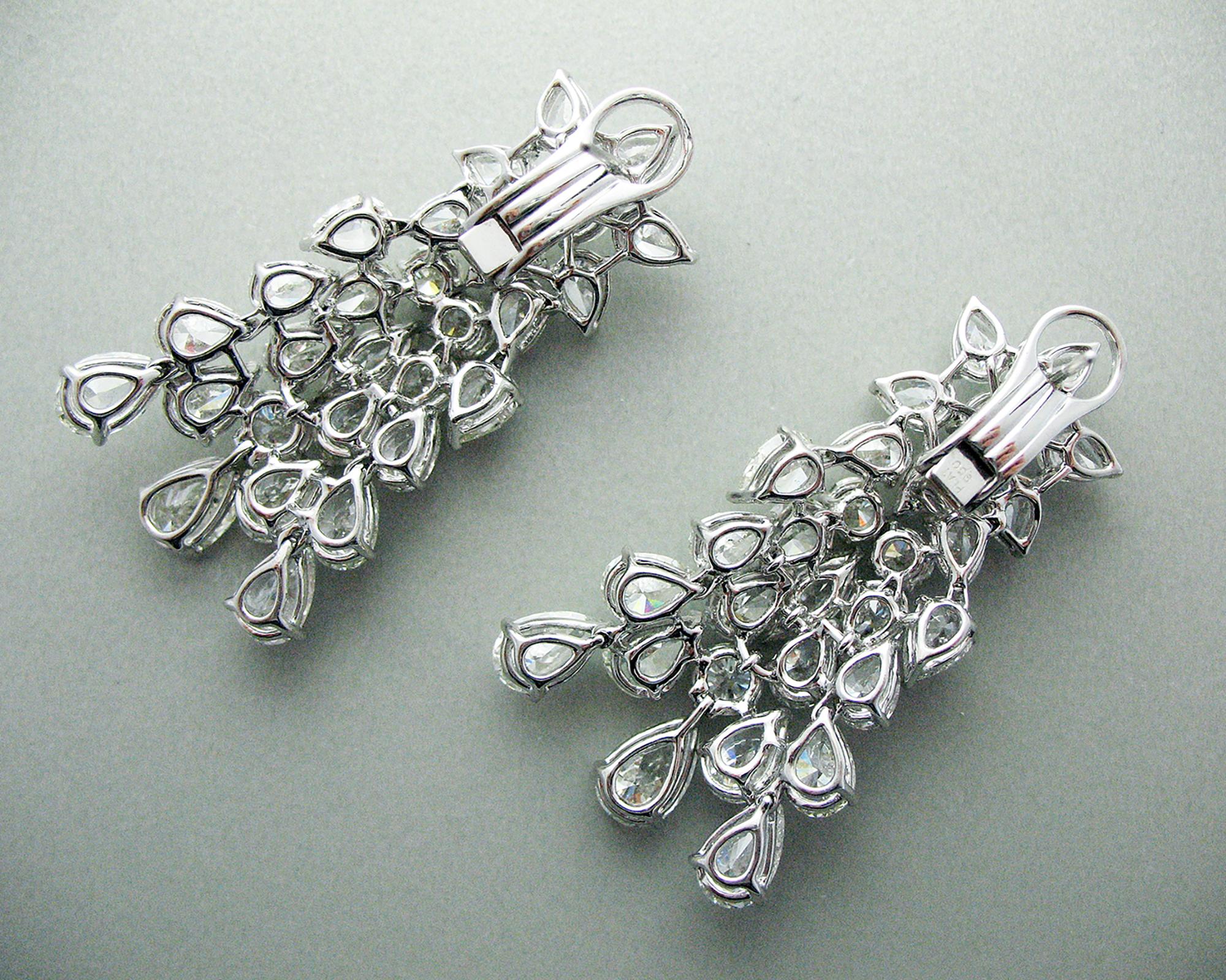 Mixed Cut Spectra Fine Jewelry Platinum and Diamond Drop Earrings For Sale