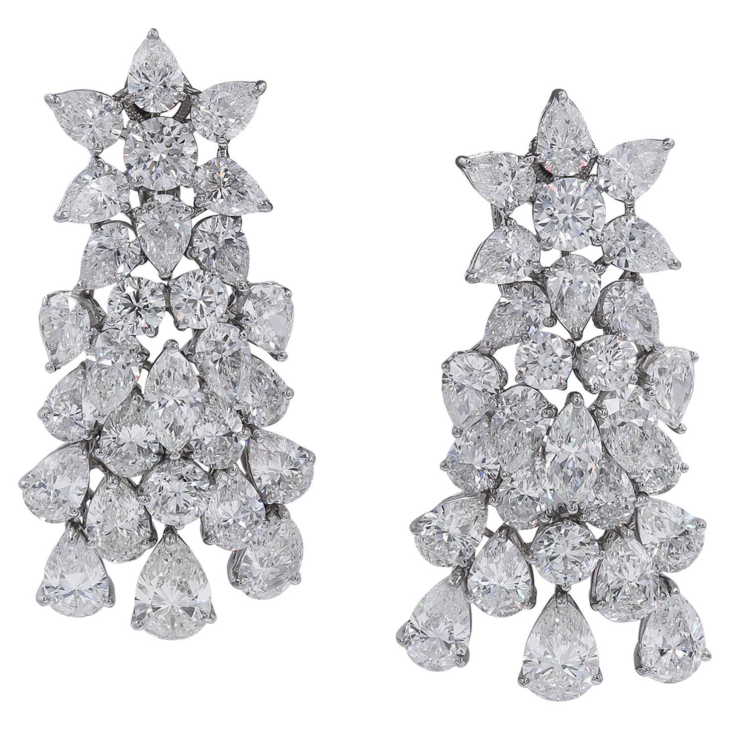 Spectra Fine Jewelry Platinum and Diamond Drop Earrings For Sale