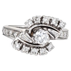 Mixed Cut Diamond Ring 0.79ct Vintage 14k White Gold Estate Fine Jewelry