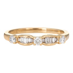 Mixed Cut Diamond Ring Vintage 14 Karat Yellow Gold Wedding Band Fine Jewelry