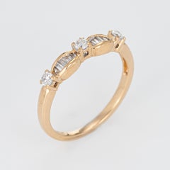 Mixed Cut Diamond Ring Vintage 14 Karat Yellow Gold Wedding Band Fine Jewelry