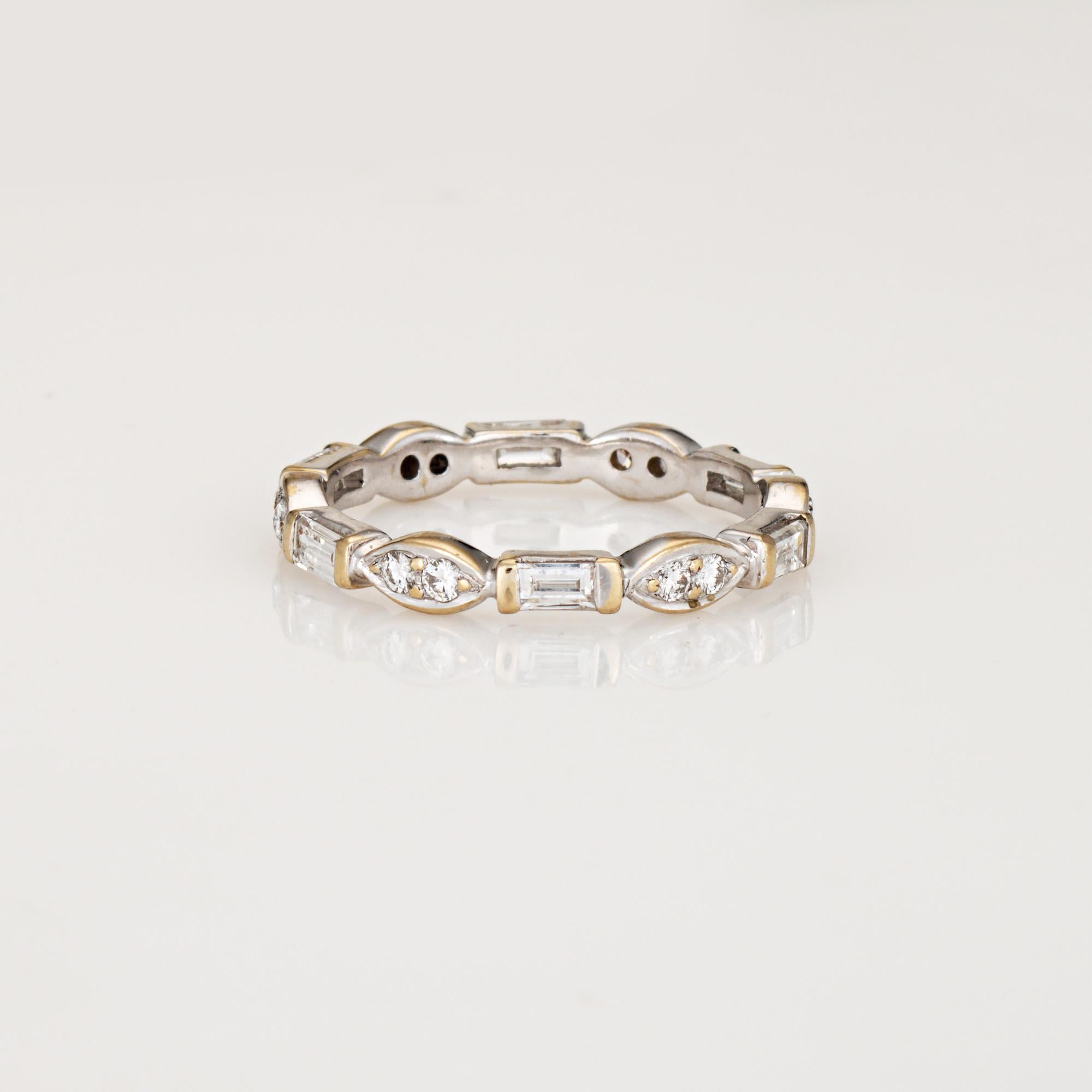 Taille mixte Bague d'éternité à taille mixte Sz 6.75 Estate Jewelry en or blanc 18k en vente