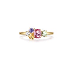 Mixed Cut Fancy Sapphire Diamond Ring in 14 Karat Yellow Gold