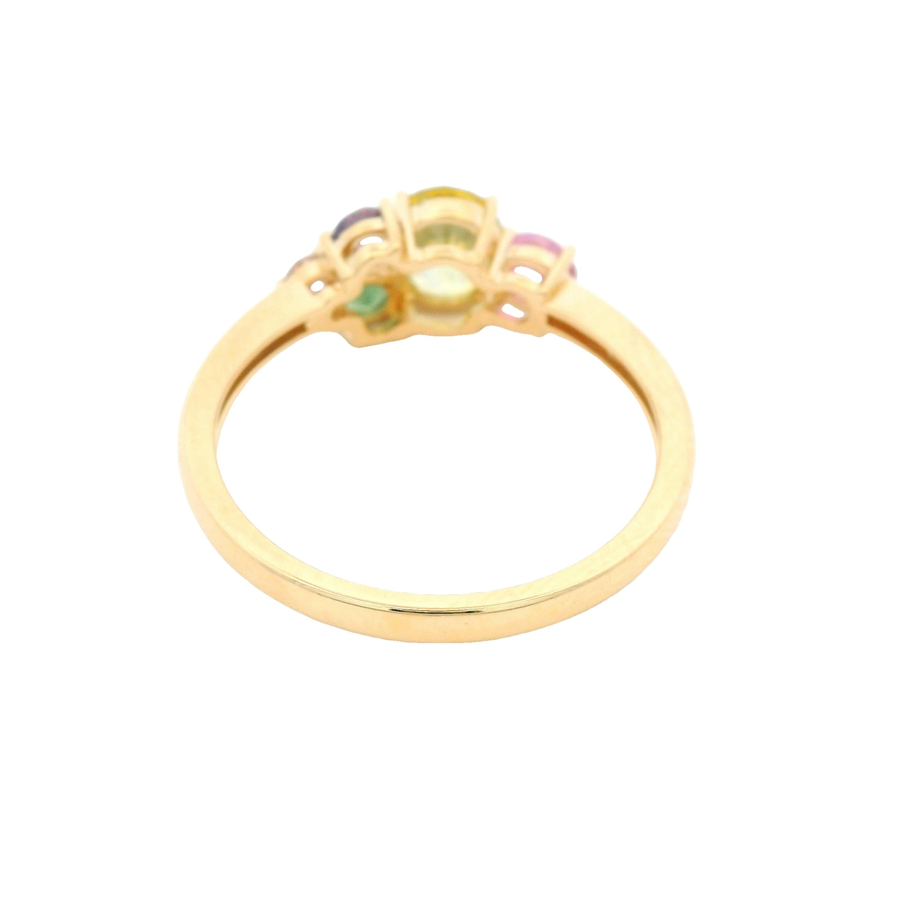Bague fantaisie en or jaune 14 carats avec saphirs tailles mixtes et diamants Neuf - En vente à Hong Kong, HK