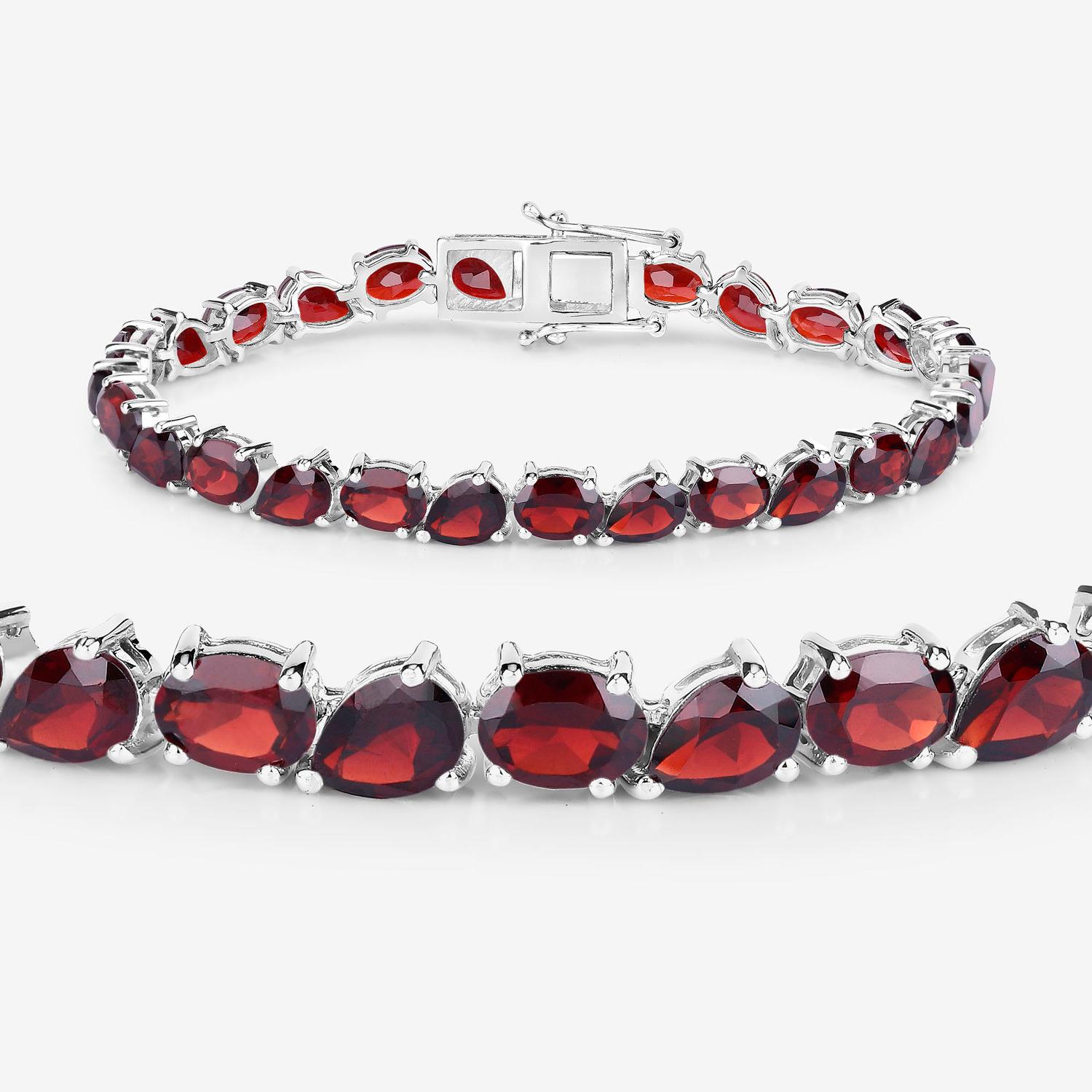 Pulsera de tenis de granate talla mixta 22,1 quilates Plata de Ley Contemporáneo en venta