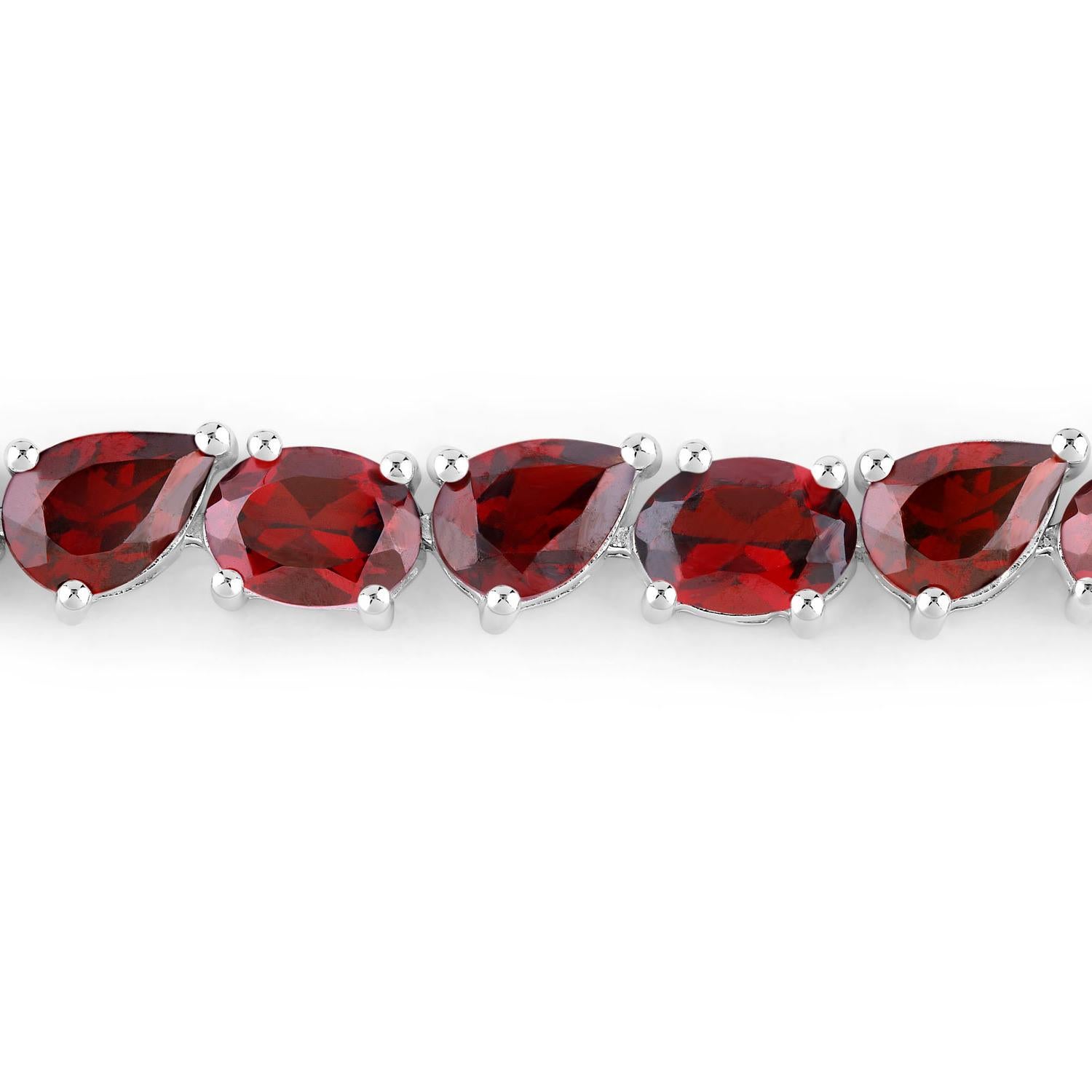 Pulsera de tenis de granate talla mixta 22,1 quilates Plata de Ley Corte mixto en venta
