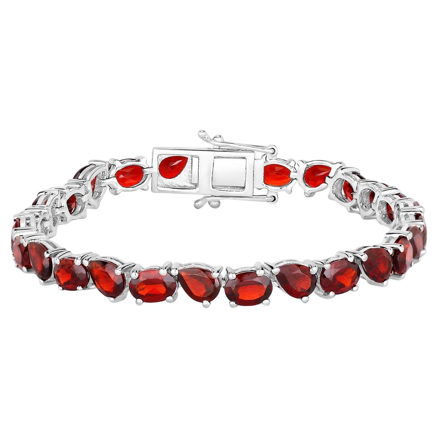 Pulsera de tenis de granate talla mixta 22,1 quilates Plata de Ley