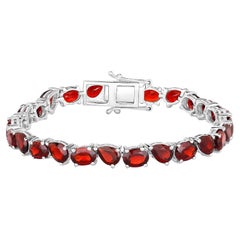Pulsera de tenis de granate talla mixta 22,1 quilates Plata de Ley