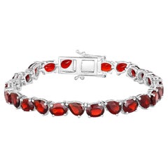 Pulsera de tenis de granate talla mixta 22,1 quilates Plata de Ley