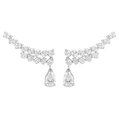 Natural Diamond Climber Drop Earrings 2.27 Carats 14K White Gold Pear Cut