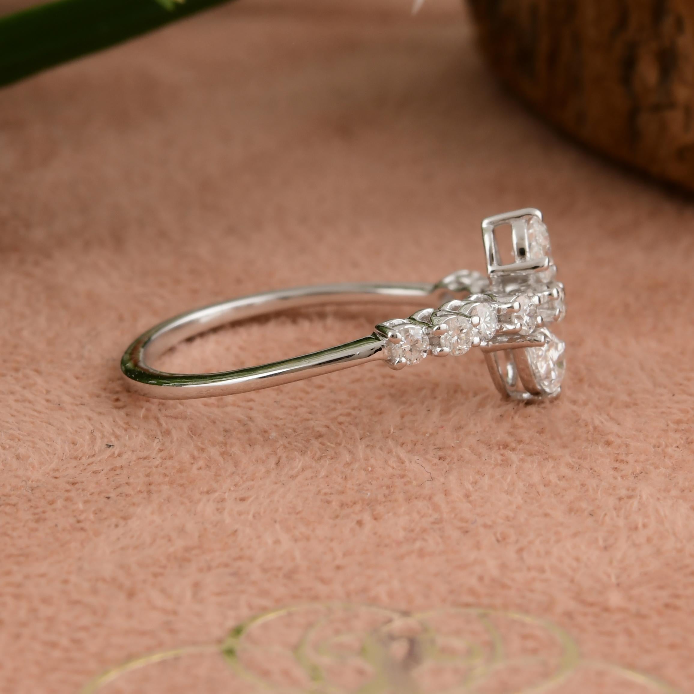 For Sale:  Mixed Cut Minimalist Diamond Engagement Ring 14k Solid Gold Fine Jewelry 4