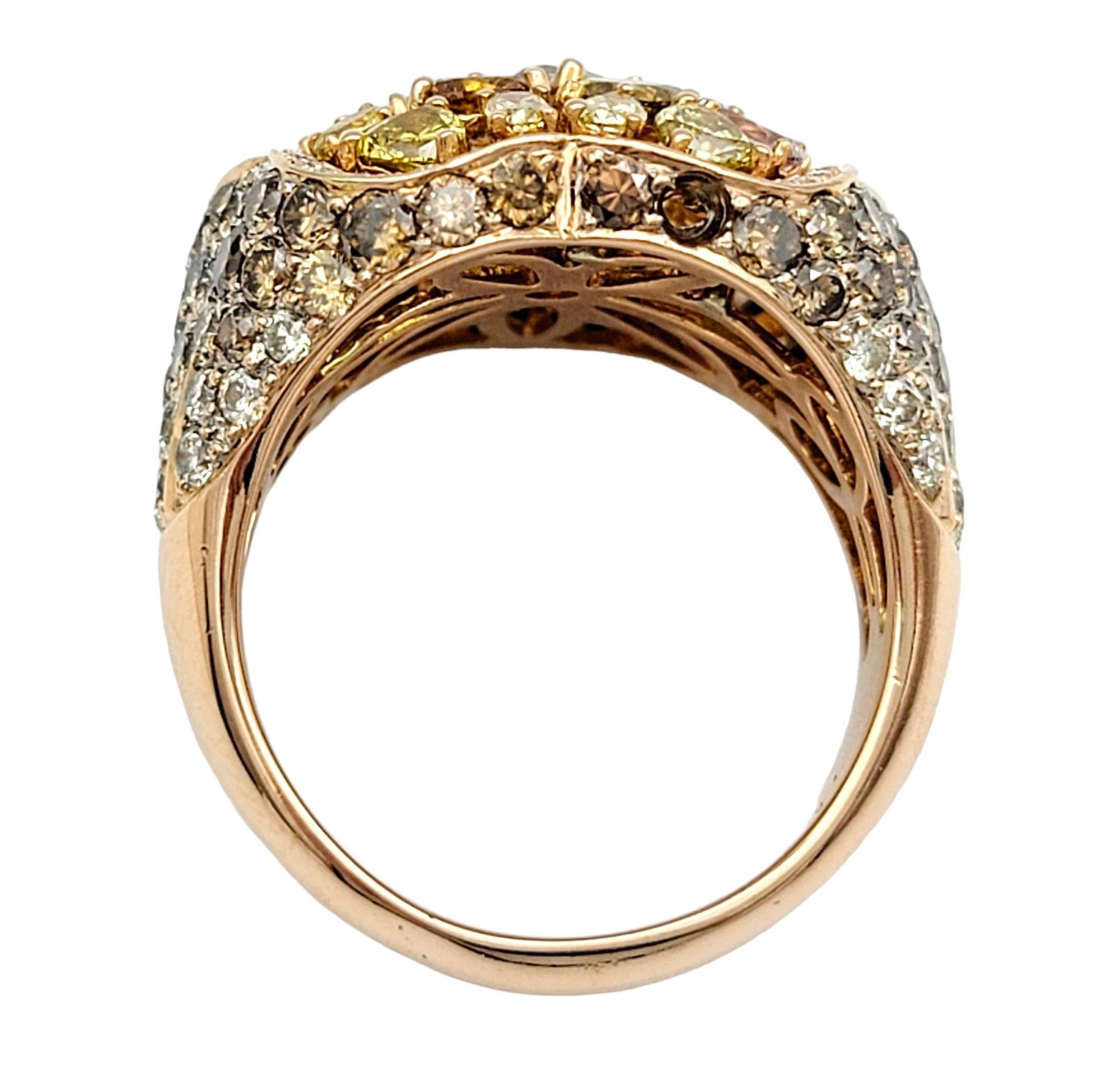 Mixed Cut Mehrfarbiger Diamant-Cluster-Cocktailring aus 18 Karat Roségold mit gemischtem Schliff im Zustand „Gut“ im Angebot in Scottsdale, AZ