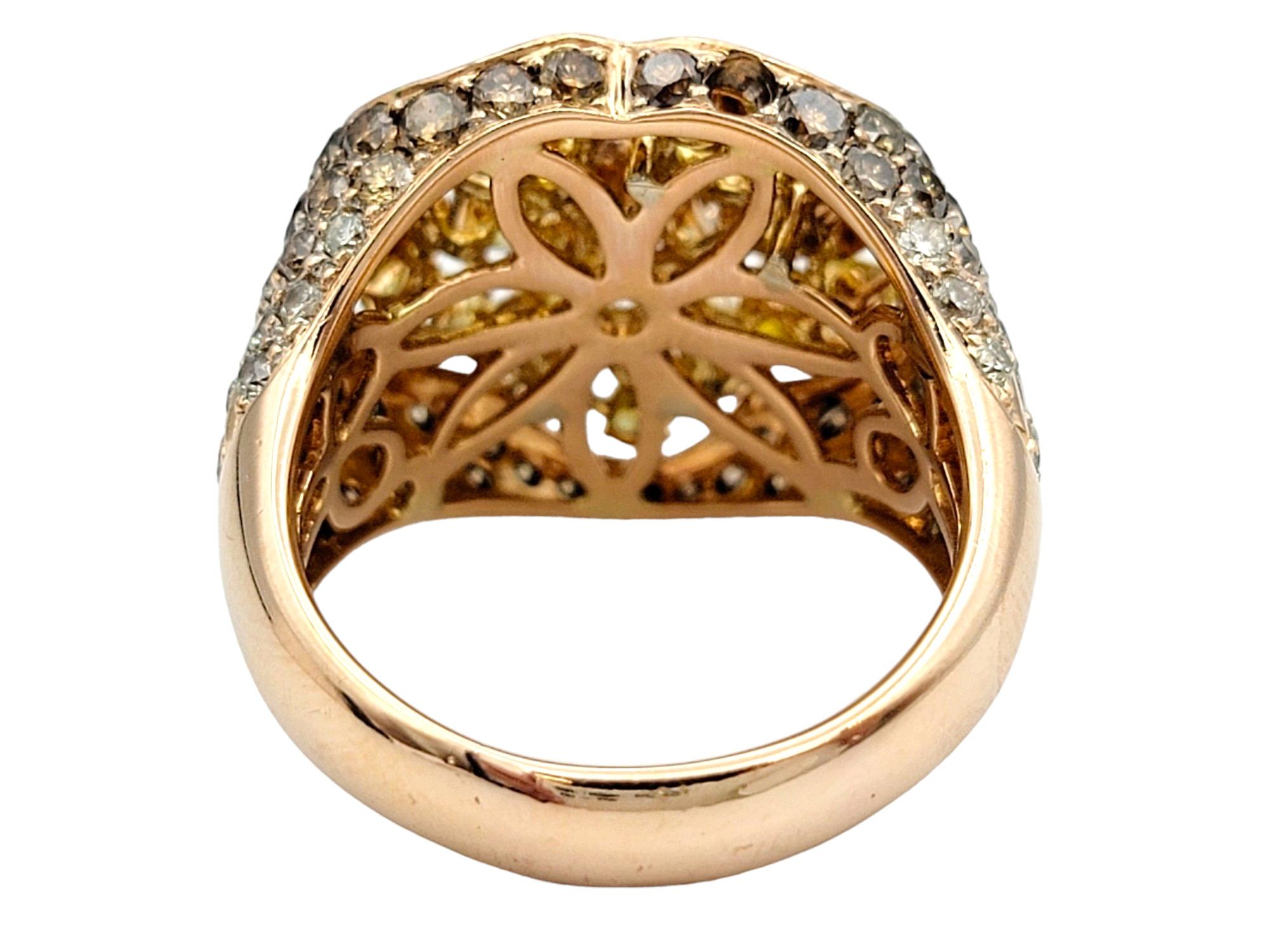 Mixed Cut Mehrfarbiger Diamant-Cluster-Cocktailring aus 18 Karat Roségold mit gemischtem Schliff Damen im Angebot
