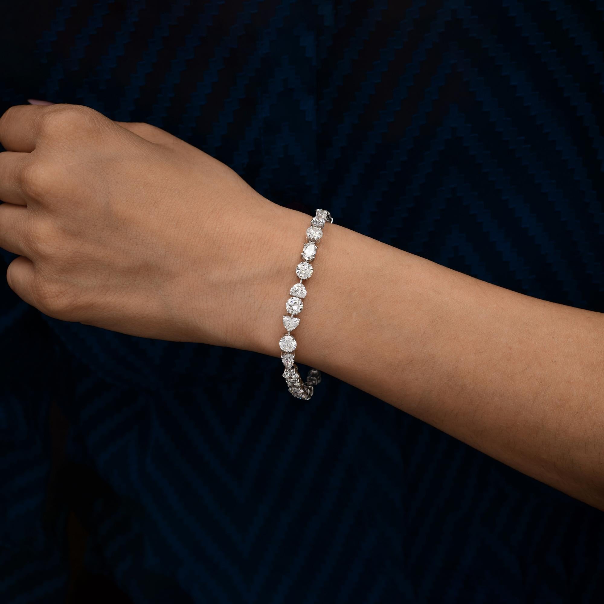 Diamante natural talla mixta SI/H 15,31 TQW Oro blanco Pulsera de tenis de aniversario en venta 4