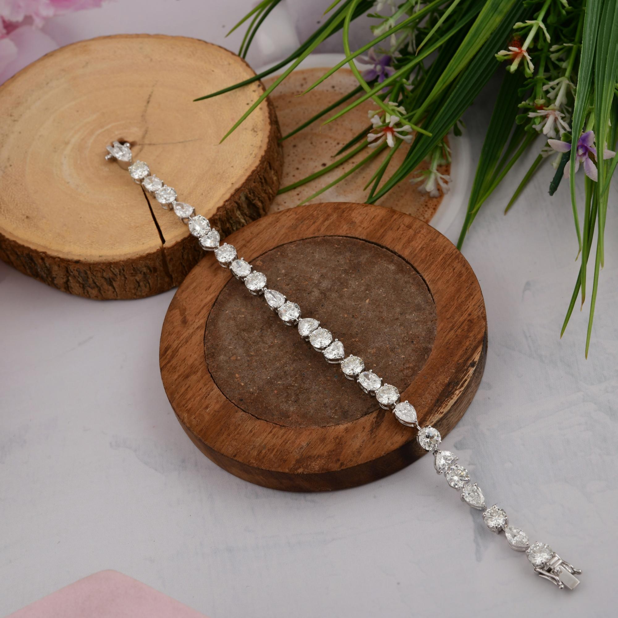 Naturdiamant im Mischschliff SI/H 15,31CTW Weißgold-Jubiläums-Tennisarmband im Angebot 1