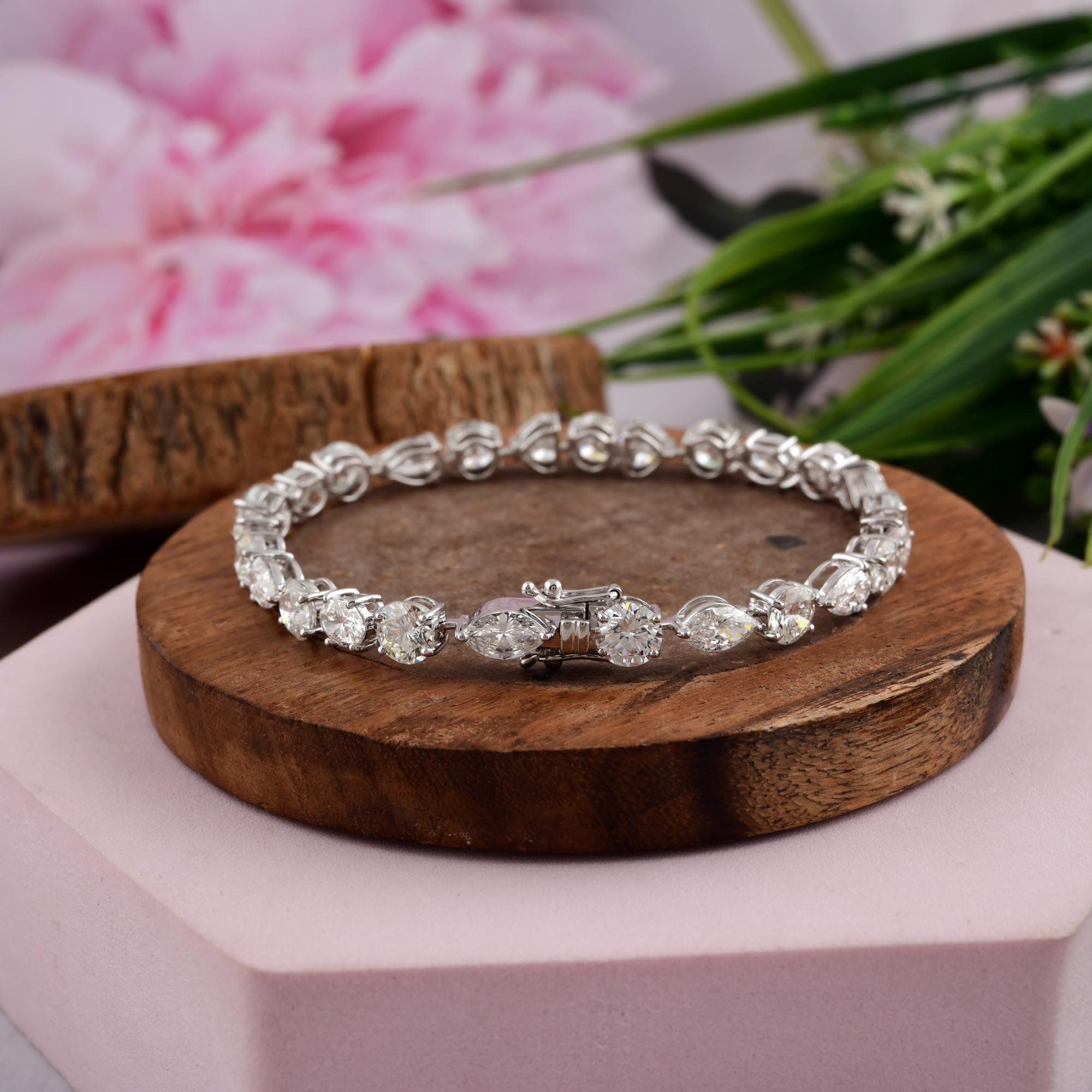 Diamante natural talla mixta SI/H 15,31 TQW Oro blanco Pulsera de tenis de aniversario en venta 3