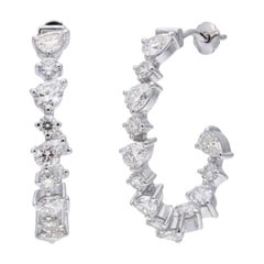 Boucles d'oreilles en or blanc 14 carats avec diamant naturel SI/H de taille mixte
