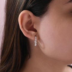 Orecchini a cerchio con diamanti SI/H naturali a taglio misto in oro bianco 18 carati