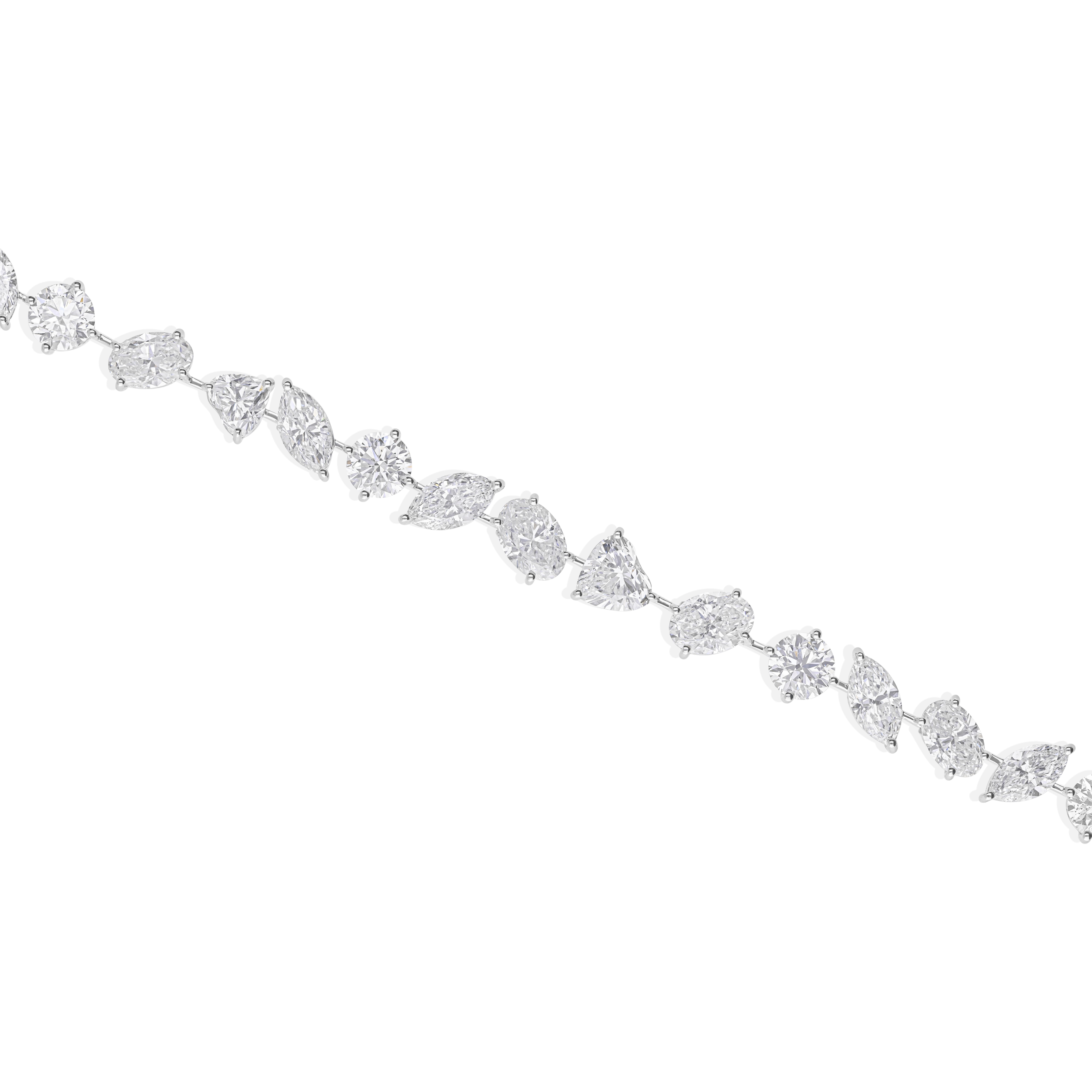 Pulsera de tenis de oro blanco de 14 quilates con diamantes naturales de talla mixta SI/H de 18,43 quilates en venta 3