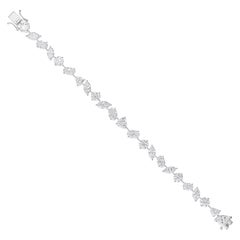 Mixed Cut SI/H 18.43 Carat Natural Diamond 14 Karat White Gold Tennis Bracelet