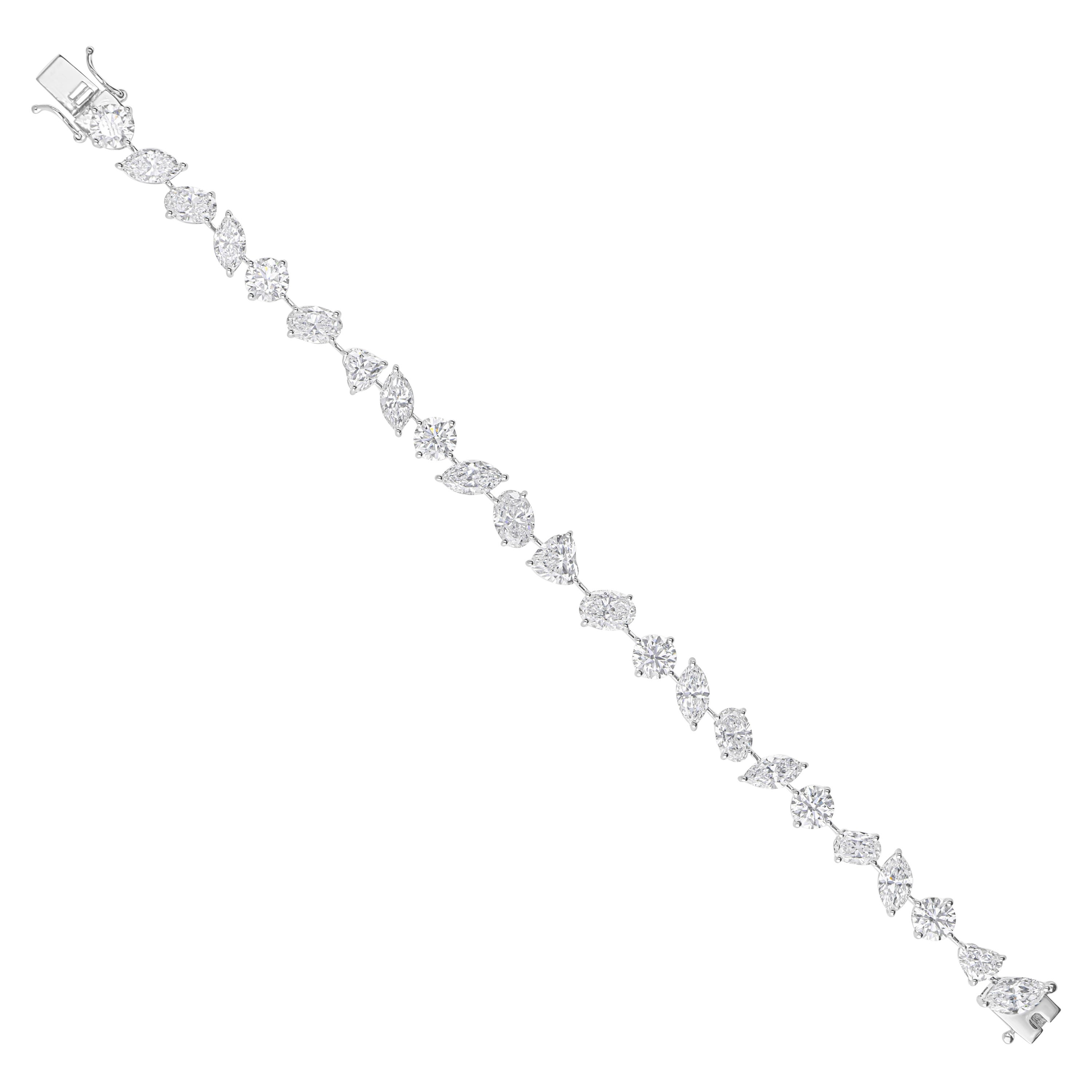 Bracelet de tennis en or blanc 18 carats avec diamant naturel SI/H de taille mixte