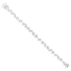 Bracelet de tennis en or blanc 18 carats avec diamant naturel SI/H de taille mixte