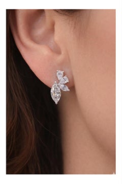 Mixed Cut SI/H Certified Diamond Stud Earrings 18k White Gold