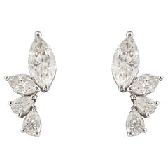 Mixed Cut SI/H Certified Diamond Stud Earrings 18k White Gold