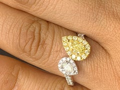 Mixed Cut White and Yellow Diamond Toi et Moi Ring 18K Mix Gold