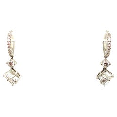 Mixed-Cut White Diamond and White Gold Dangle Earrings