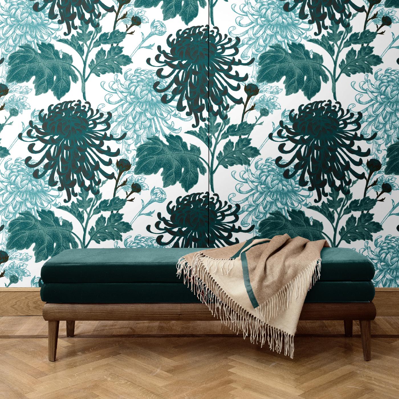 This mesmerizing design is part of the Mixed Dahlia collection and, true to its name, features the juxtaposition of two blossoming flowers in three different tones of green for a stunning decoration. This piece was crafted of silk and cotton and is