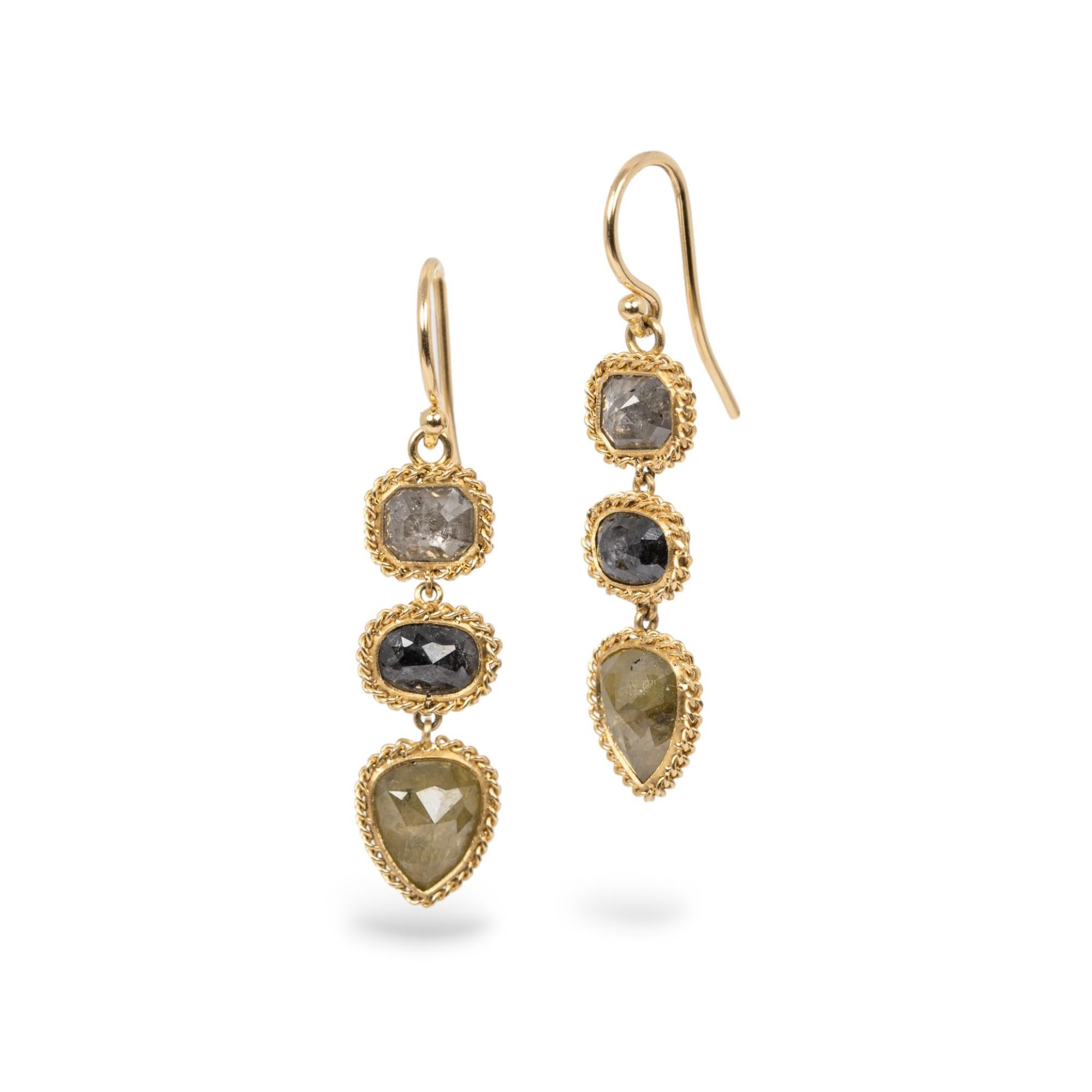 Mixed Diamond Earrings In New Condition For Sale In Chapel Hill, NC