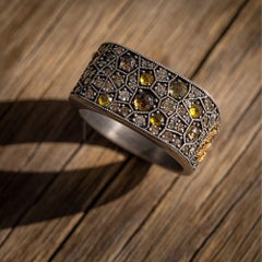 Mixed Euphrates Turtle Diamond Filigree Ring in Sterling Silver and Fine Gold