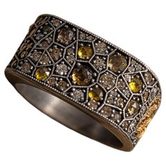 Mixed Euphrates Turtle Diamond Filigree Ring in Sterling Silver and Fine Gold